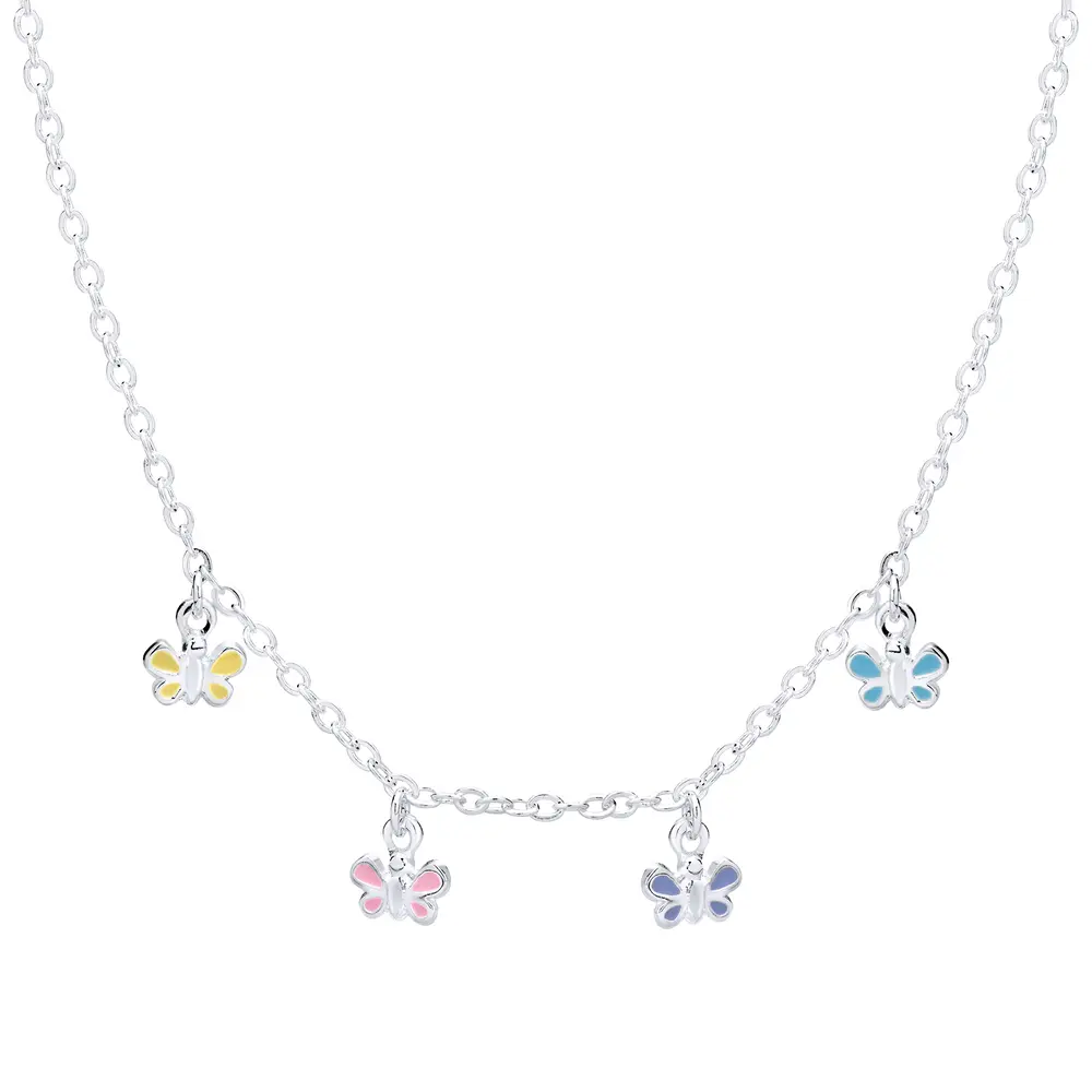 Gargantilha Prata Leve Infantil Mini Borboletas