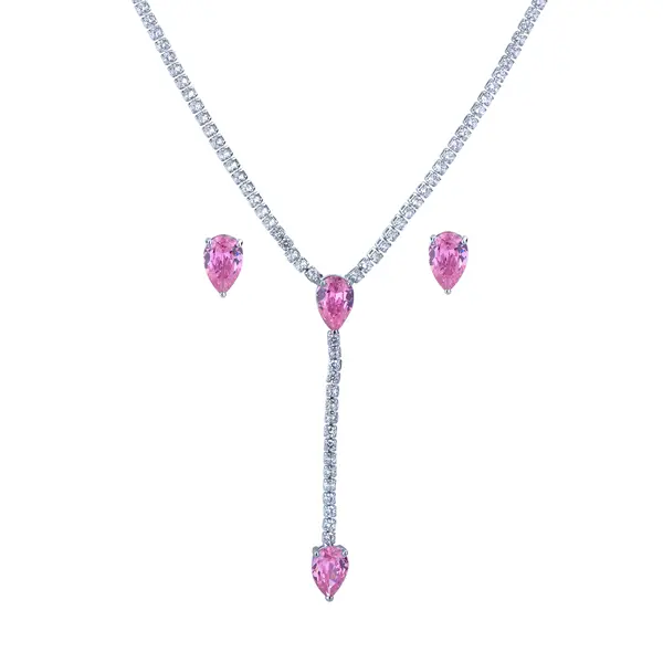 Conjunto Banho De Rodio Gota Com Zircônias