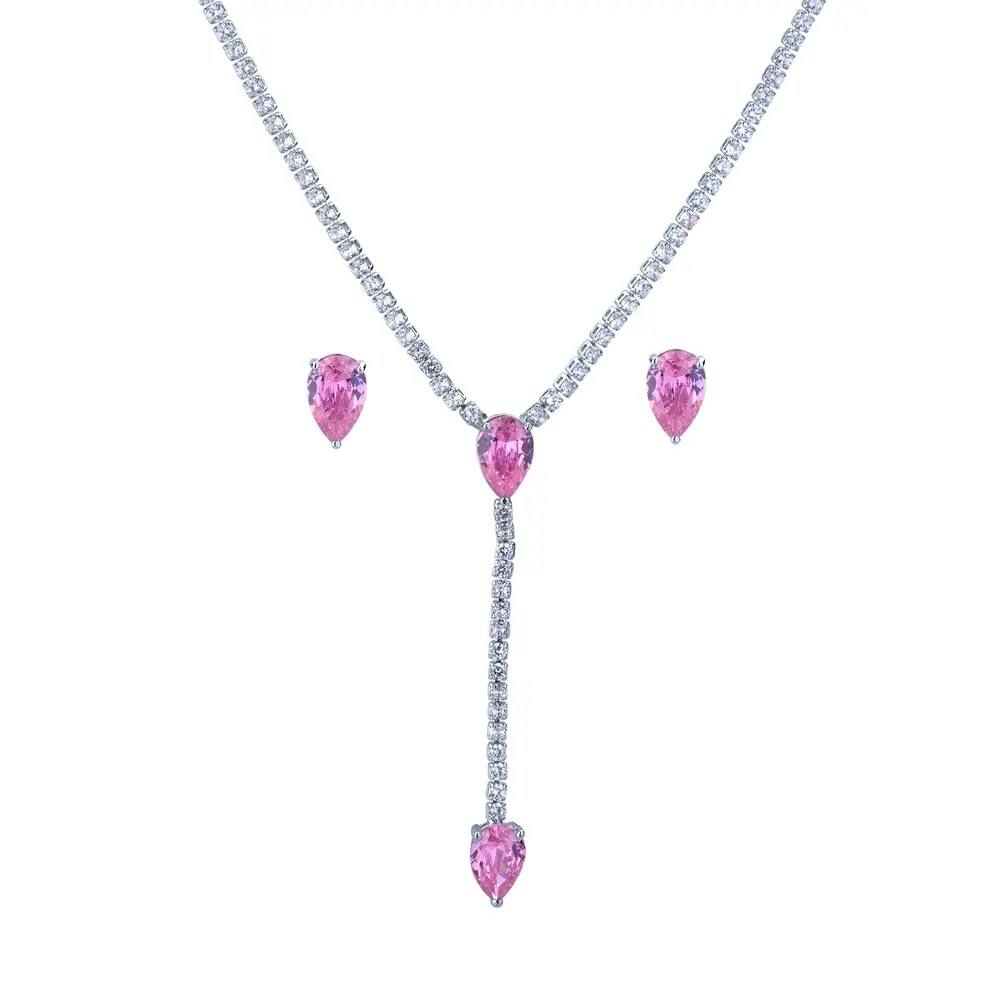 Conjunto Banho De Rodio Gota Com Zircônias