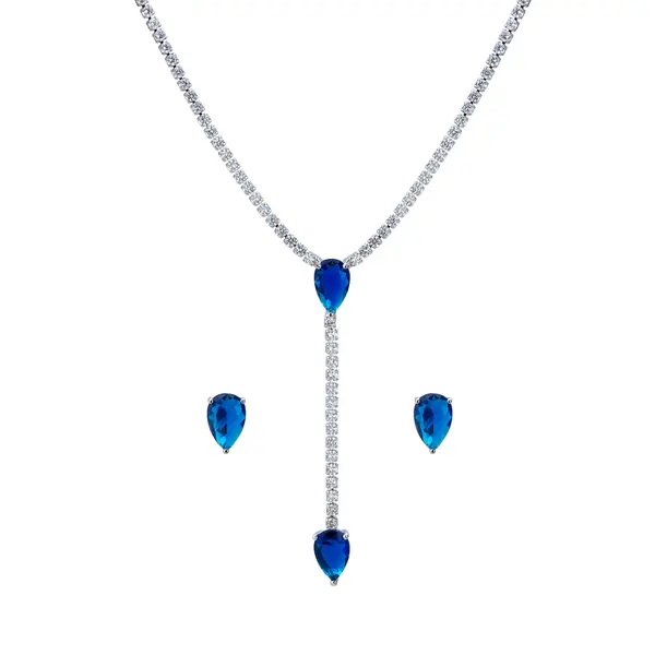 Conjunto Banho De Rodio Gota Com Zircônias