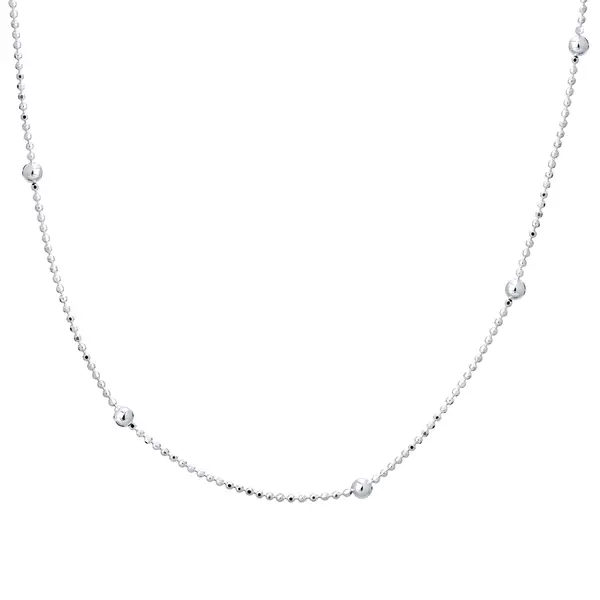 Gargantilha Prata Pipoca com Bolinha 45cm