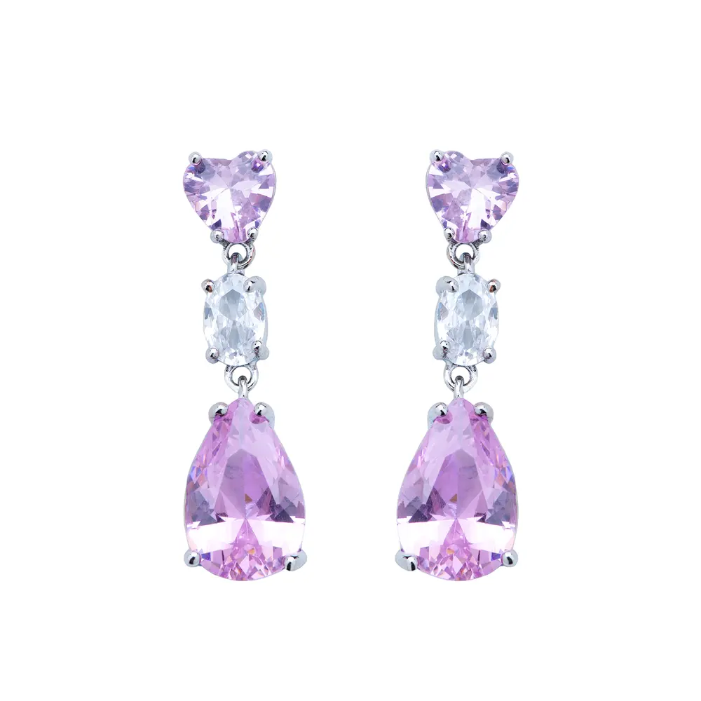 Brinco Banho Rodio Zircônia