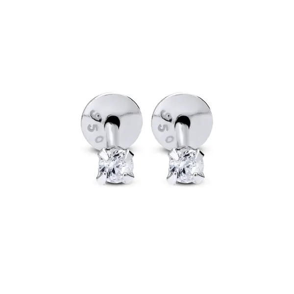 Brinco Prata Baby Infantil Zircônia PP