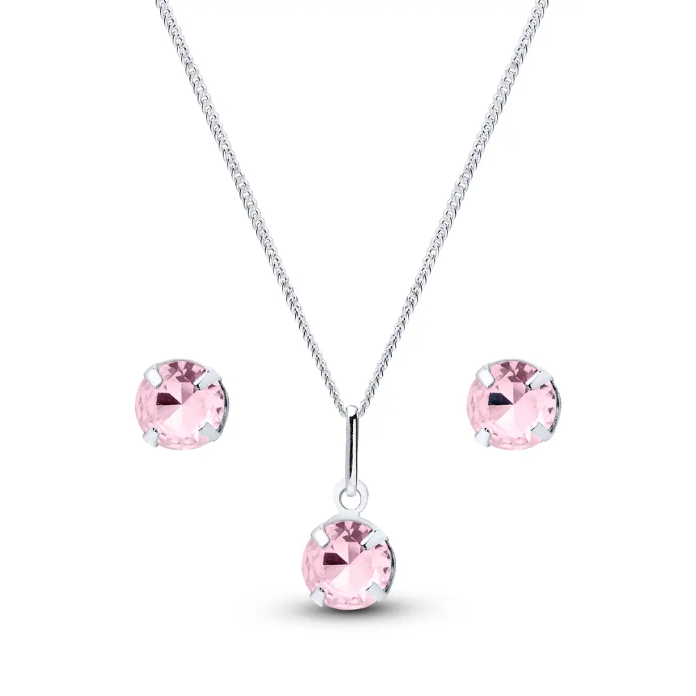 Conjunto Prata Redondo Zircônia Pequena