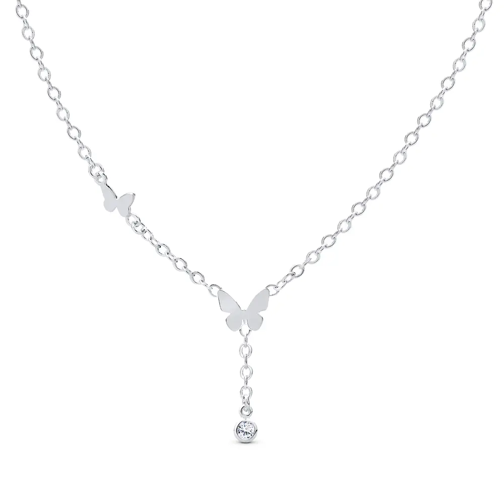 Gargantilha Prata Leve Infantil Borboleta