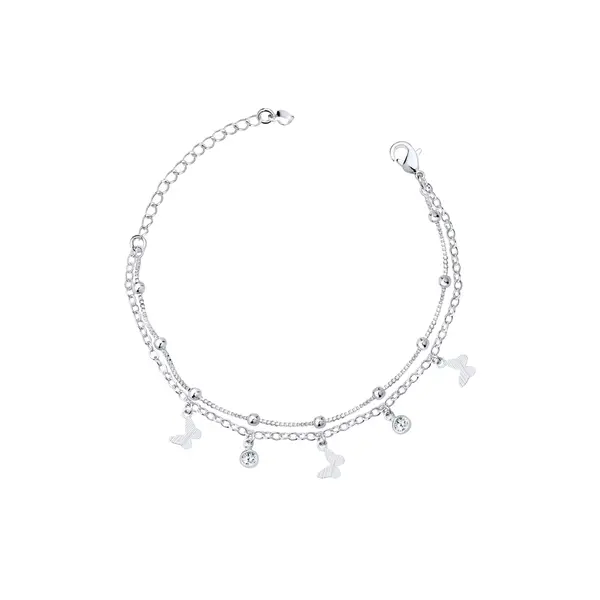 Pulseira Prata Leve Infantil Borboleta