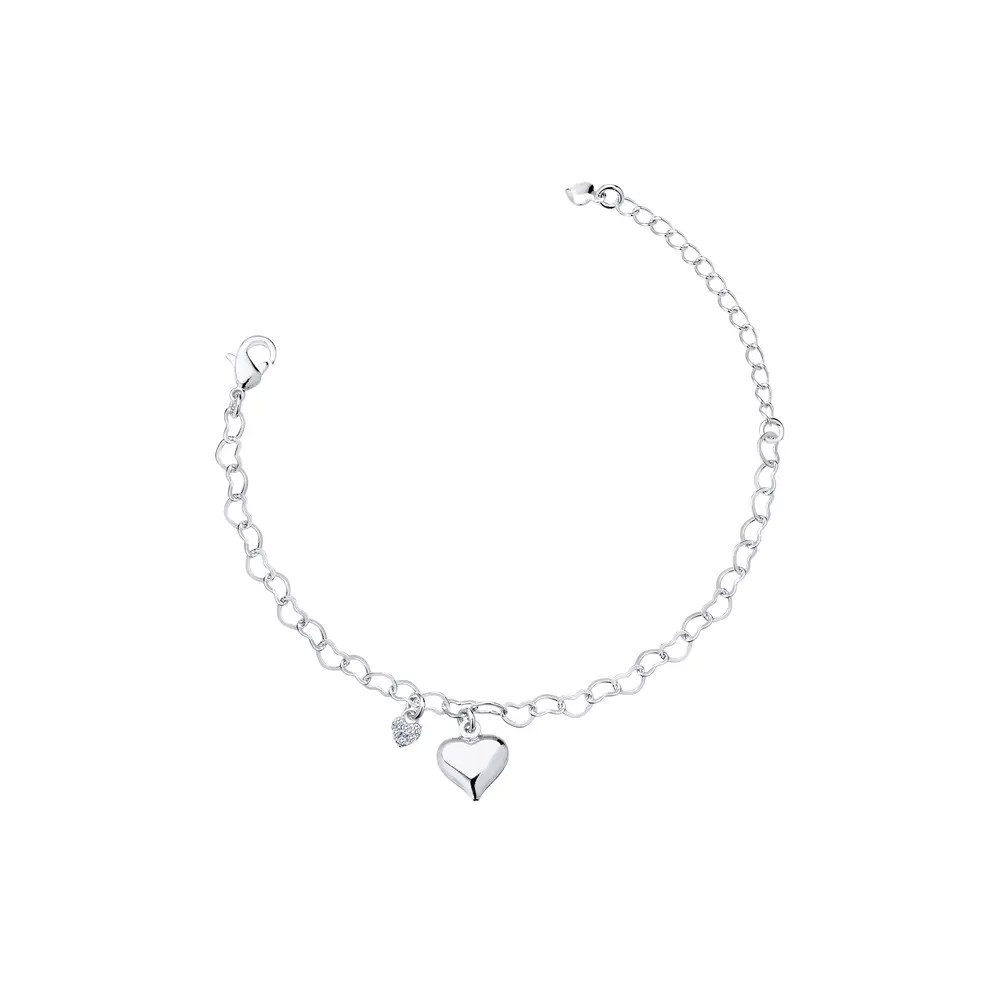 Pulseira Prata Leve Infantil Coração