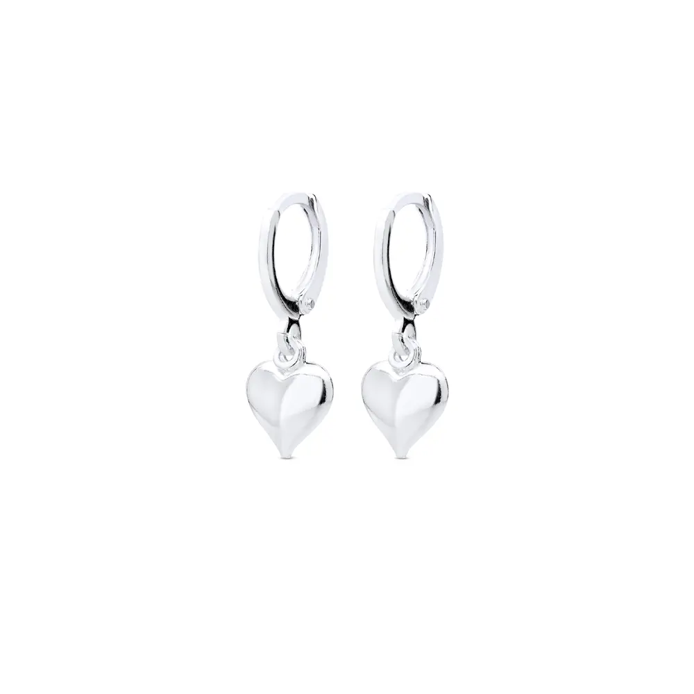 Brinco Click Prata Leve Infantil Coração