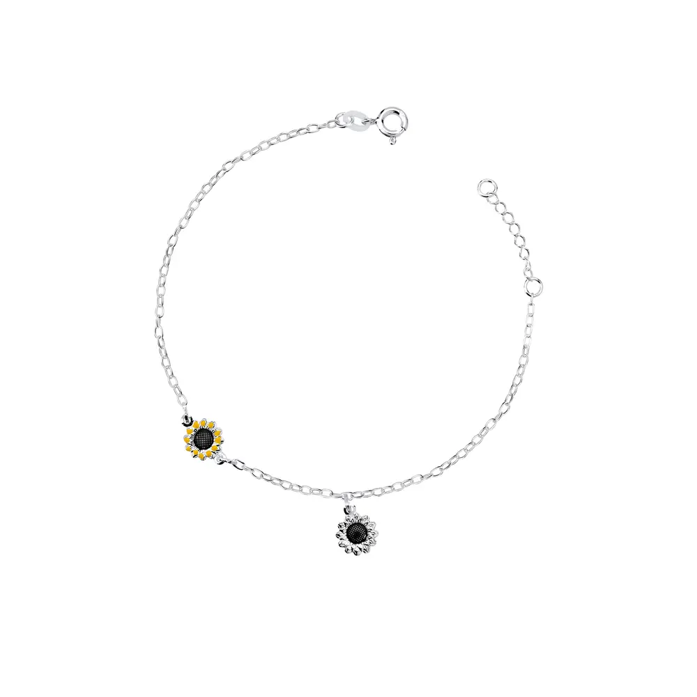 Pulseira Prata Dois Girassois