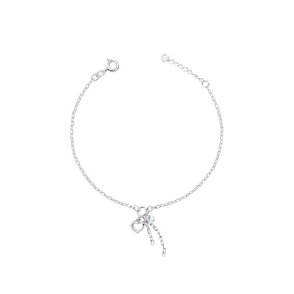 Pulseira Prata Coração e Zircônia
