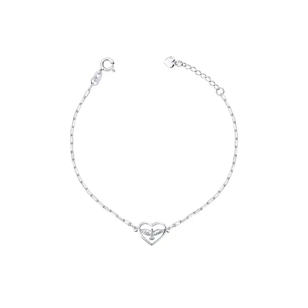 Pulseira Prata Coração e Espírito Santo
