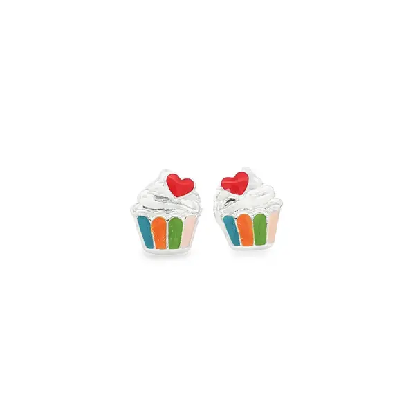 Brinco Prata Infantil Cupcake