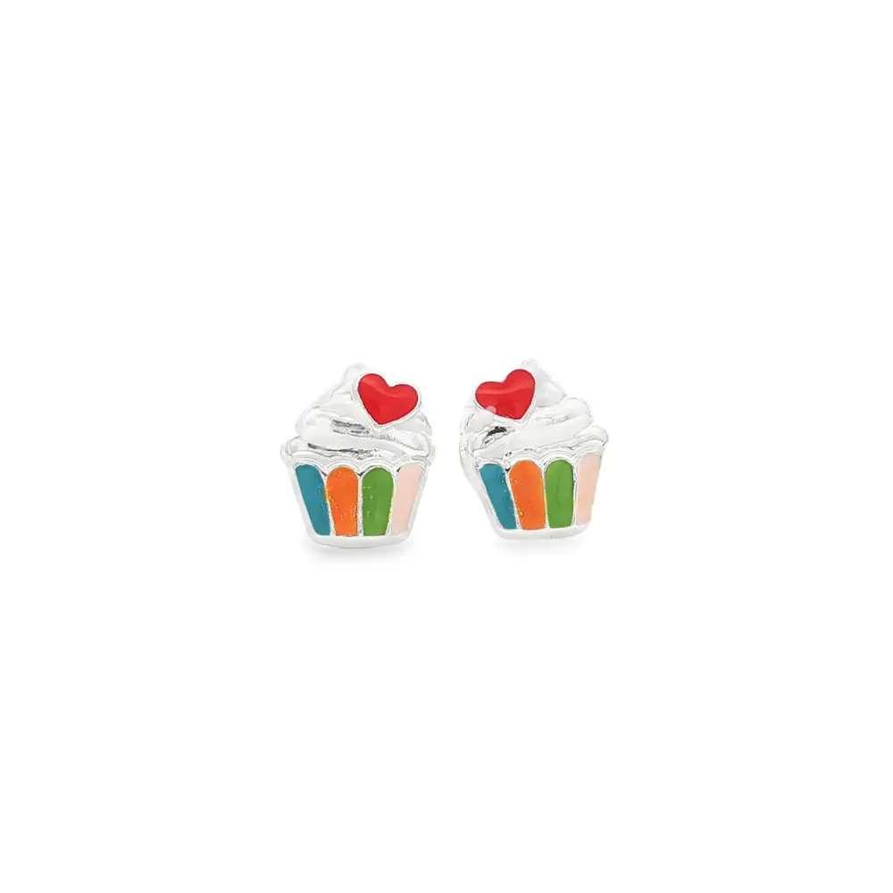 Brinco Prata Infantil Cupcake