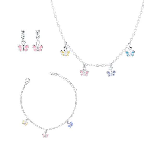 Conjunto Prata Leve Infantil Mini Borboleta