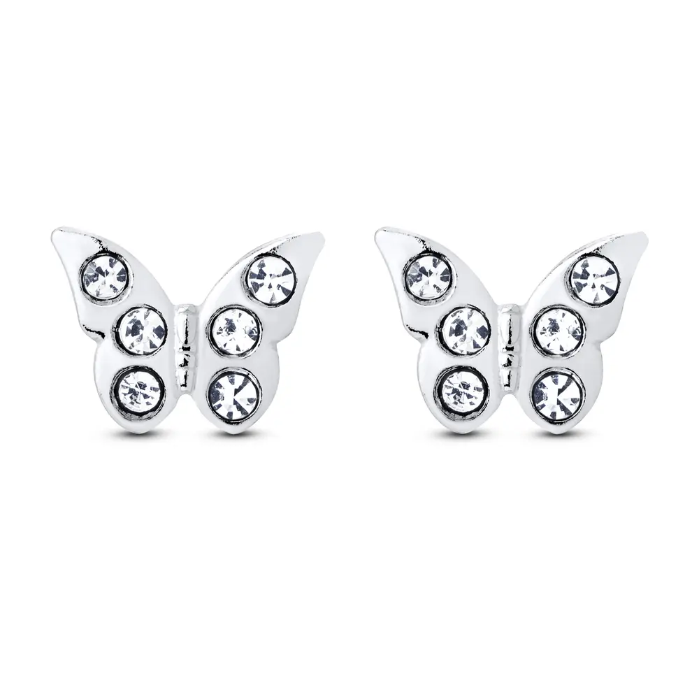 Brinco Prata Borboleta com Zircônias