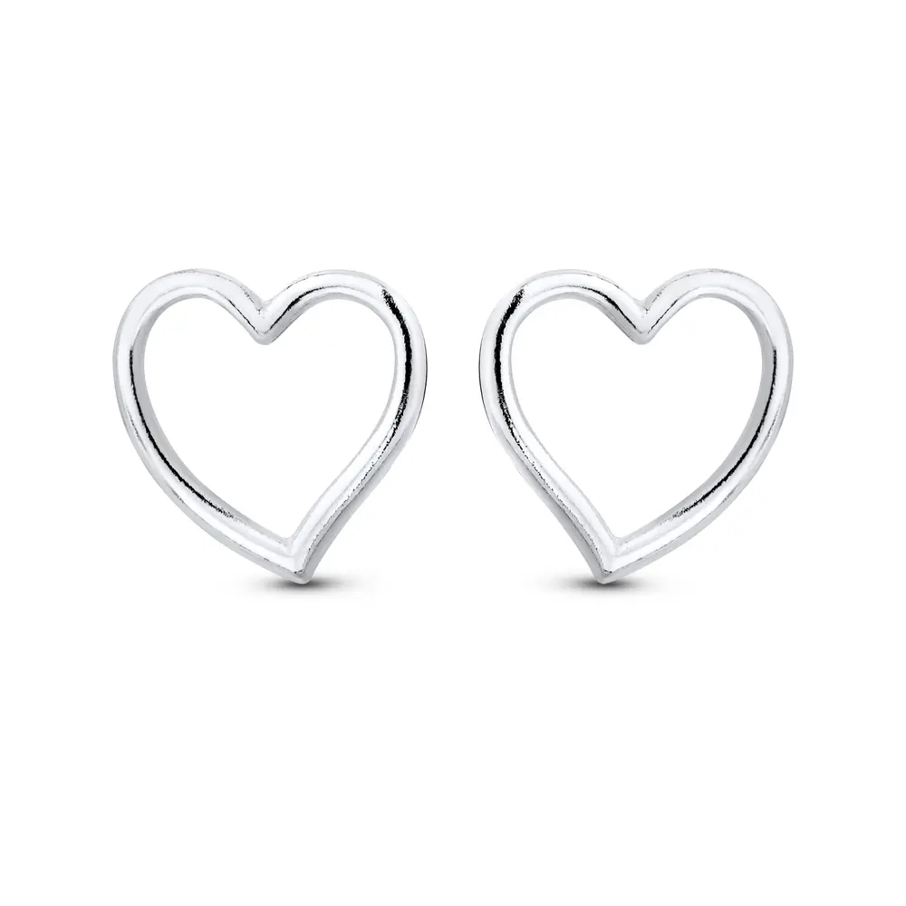 Brinco Prata Coração Vazado