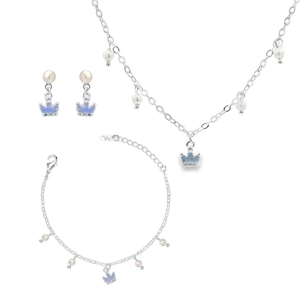 Conjunto Prata Leve Infantil Coroa