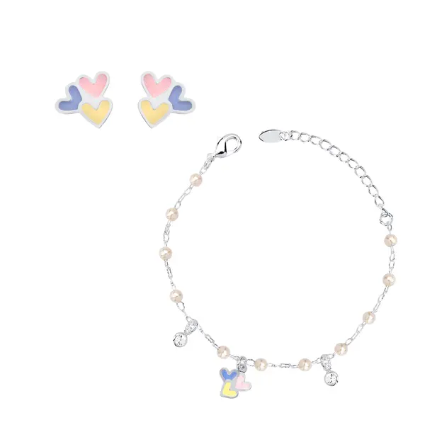 Conjunto Prata Leve Infantil Três Corações