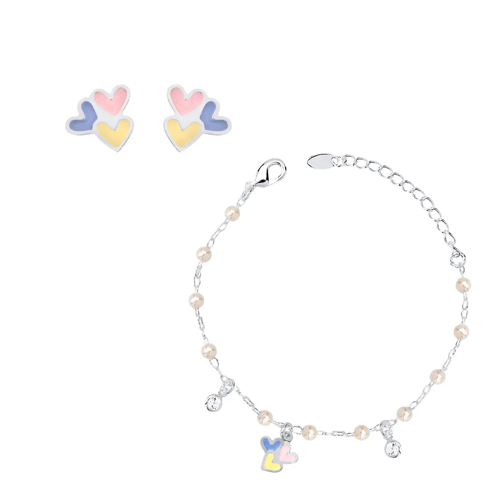 Conjunto Prata Leve Infantil Três Corações