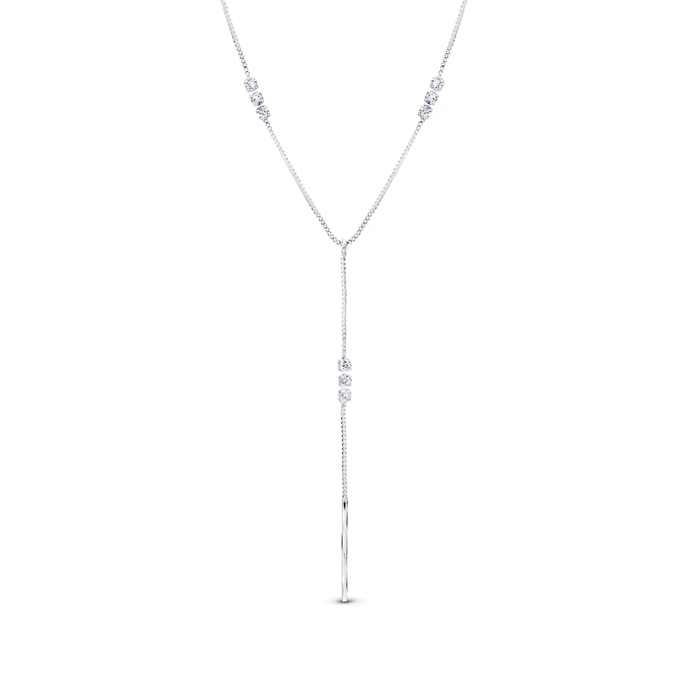 Gargantilha Prata Leve Gravatinha com Zircônias