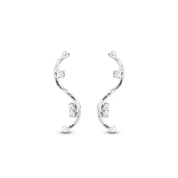 Brinco Prata Leve Fio com Zircônias