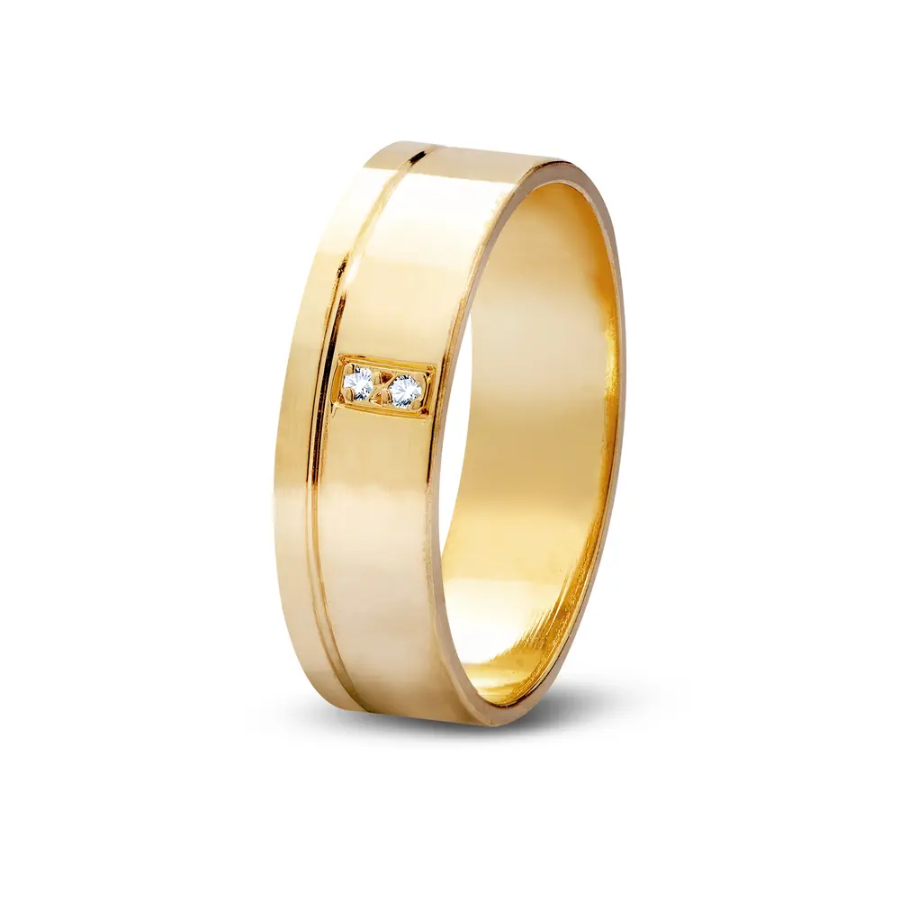 Aliança De Compromisso Mirante Com Brilhante - Ouro 18K