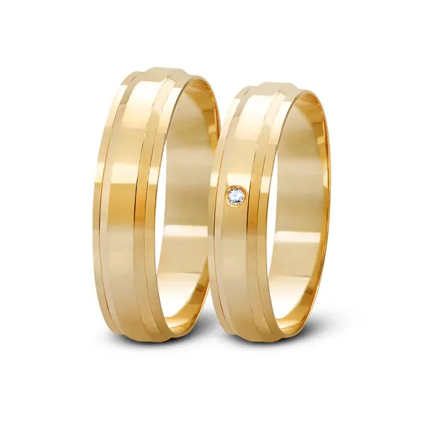 Par de Alianças De Compromisso Amar Você com e Sem Brilhante - Ouro 18K