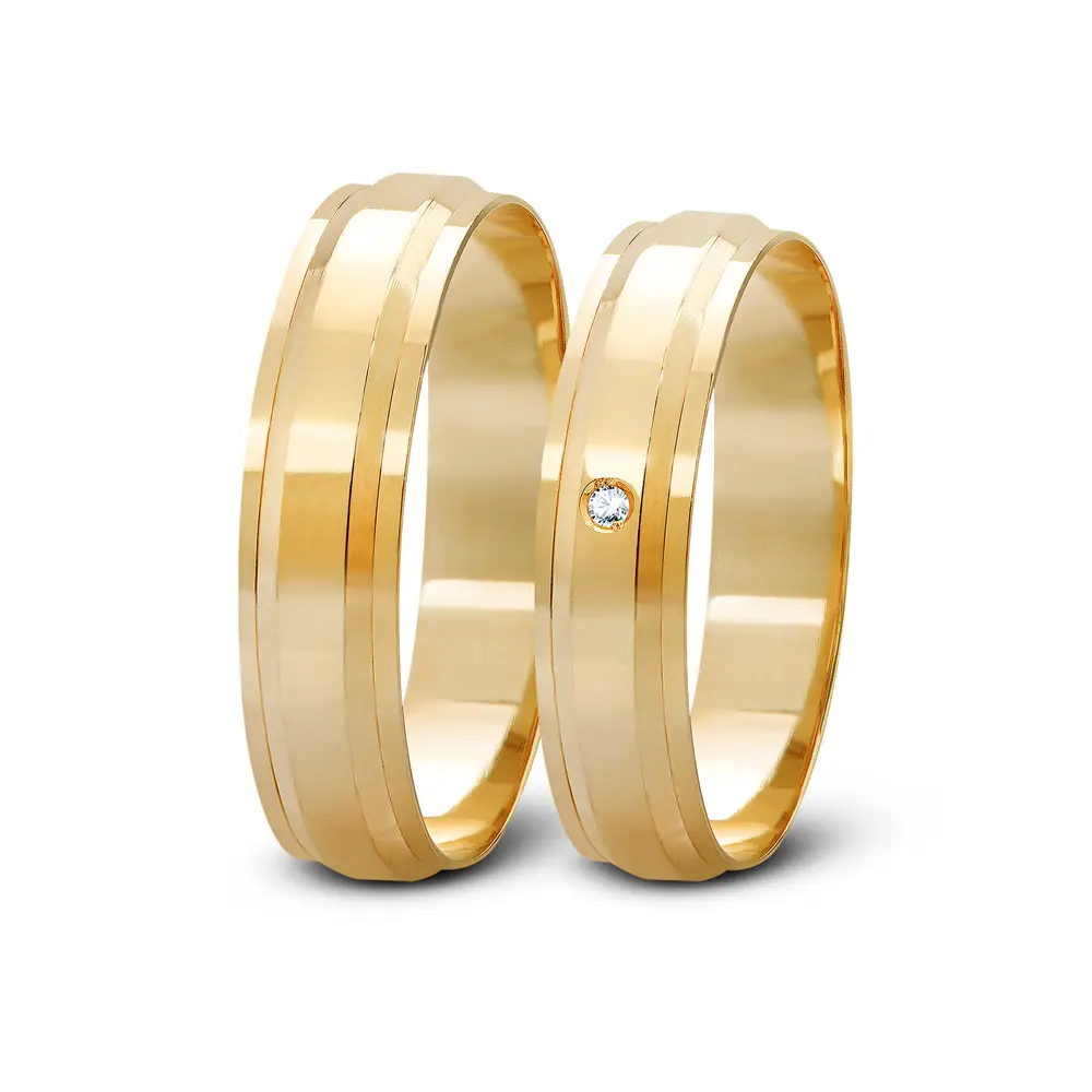 Par de Alianças De Compromisso Amar Você com e Sem Brilhante - Ouro 18K