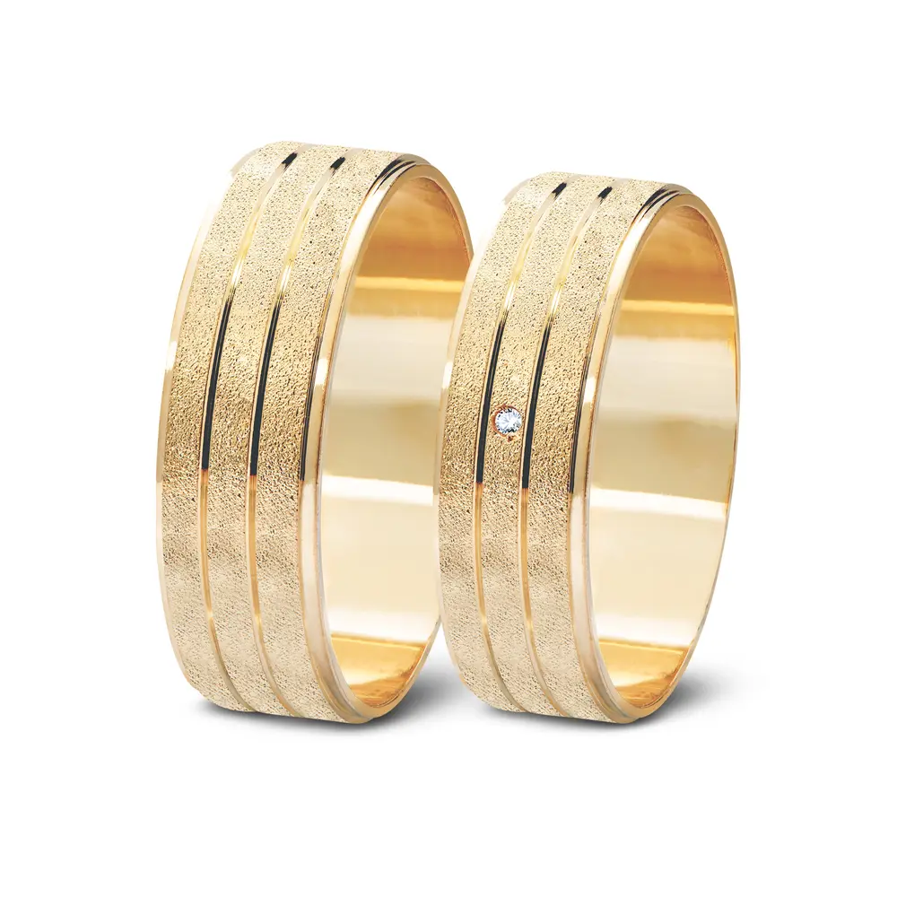 Par de Alianças De Compromisso Desejo com e Sem Brilhante - Ouro 18K