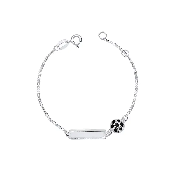 Pulseira Prata  Infantil Placa Bola