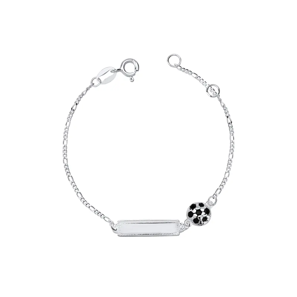 Pulseira Prata  Infantil Placa Bola