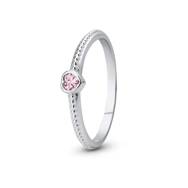 Anel Prata Solitário Coração Central