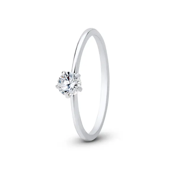 Anel Prata Solitário Fino