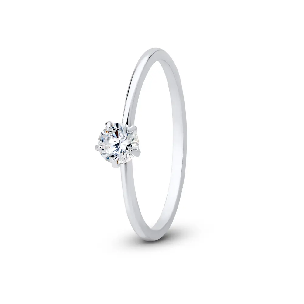 Anel Prata Solitário Fino