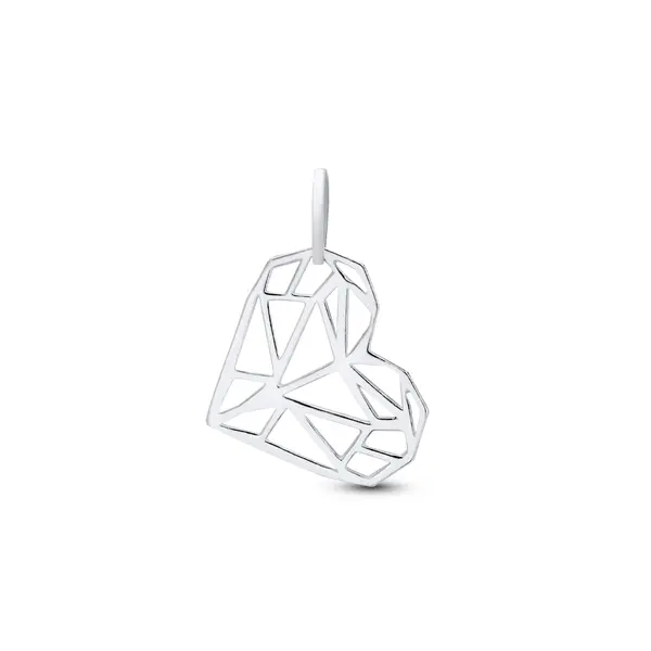 Pingente Prata Coração Trabalhado Vazado