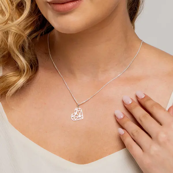 Pingente Prata Coração Trabalhado Vazado