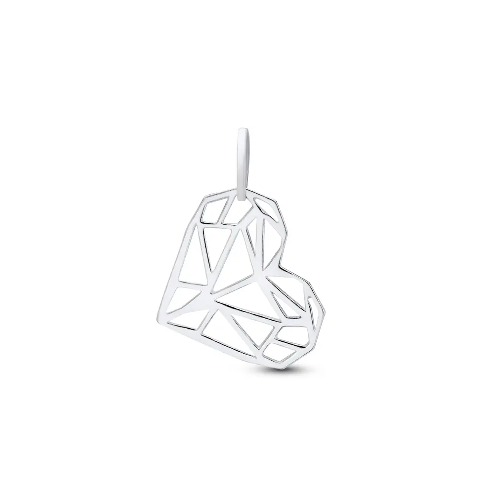 Pingente Prata Coração Trabalhado Vazado