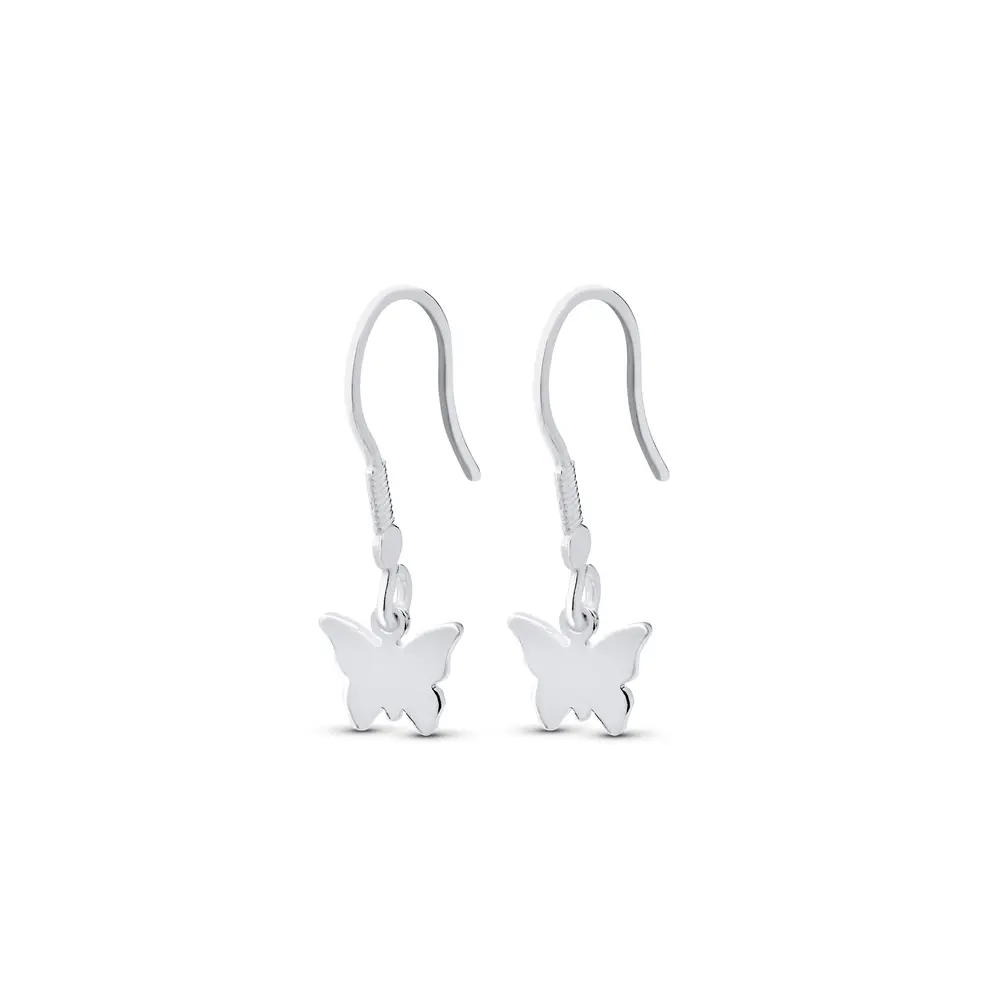 Brinco Prata Gancho Borboleta Lisa