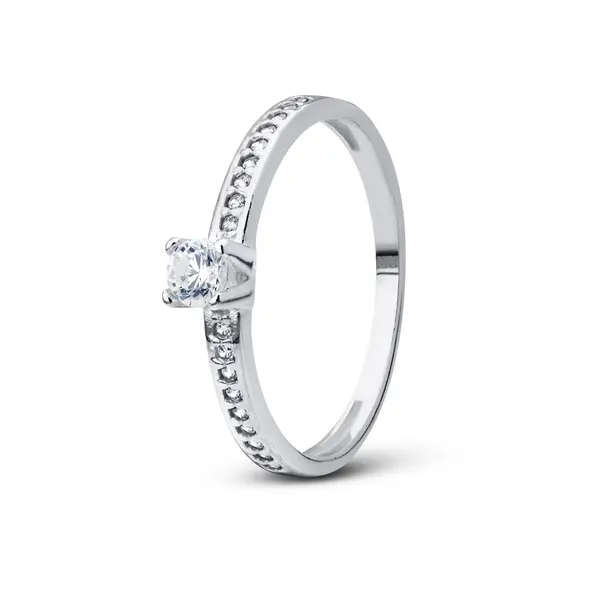 Anel Prata Com Zircônias