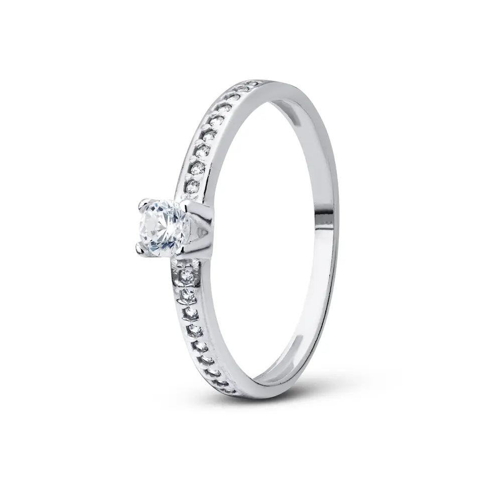 Anel Prata Com Zircônias