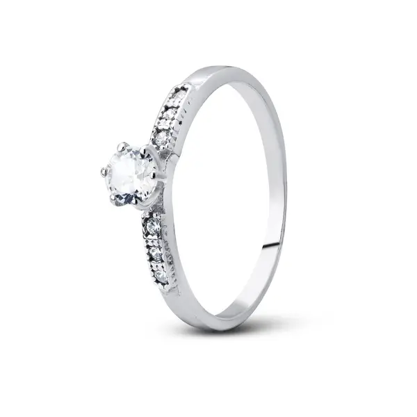 Anel Prata Solitario