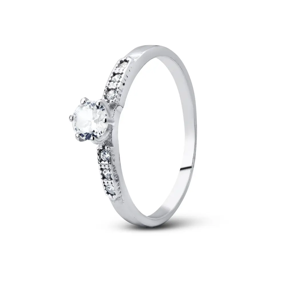 Anel Prata Solitario