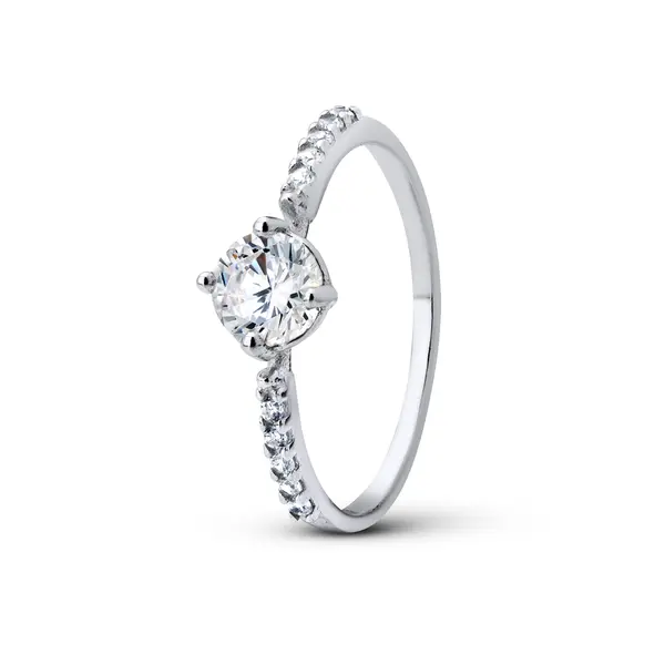 Anel Prata Solitário Zircônia Dream