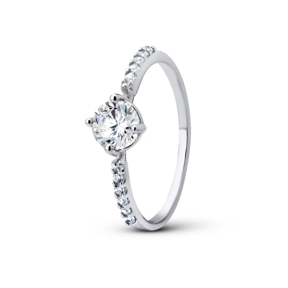 Anel Prata Solitário Zircônia Dream