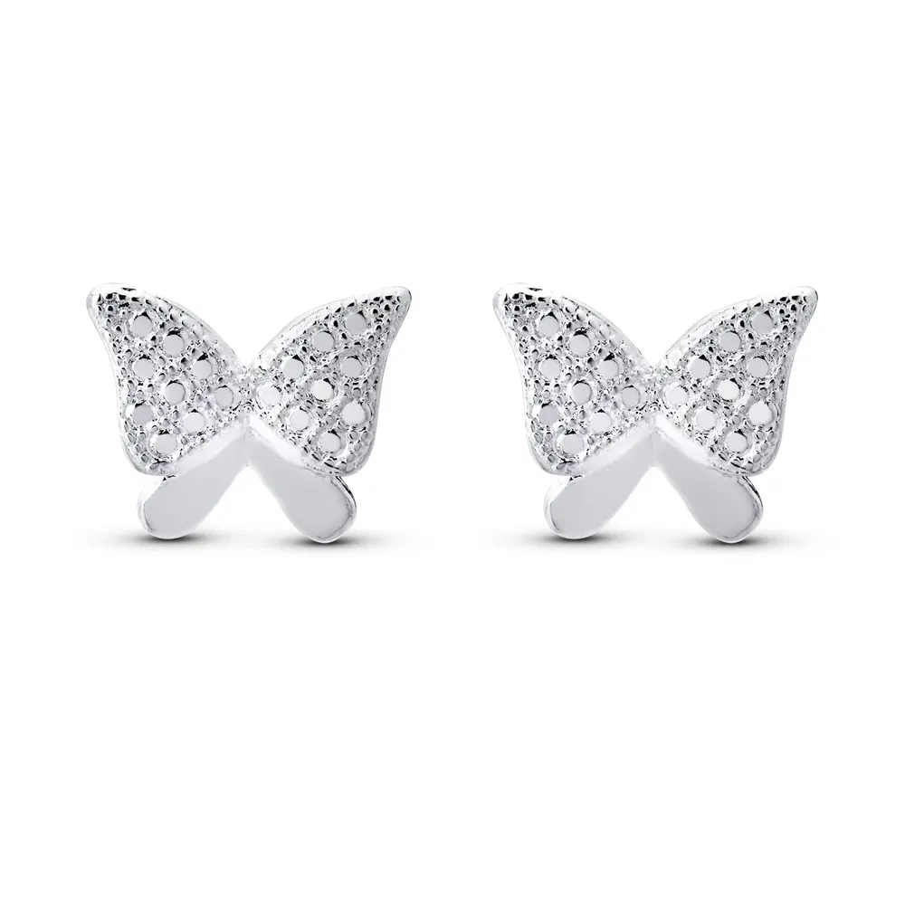 Brinco Prata Leve Borboleta com Zircônias