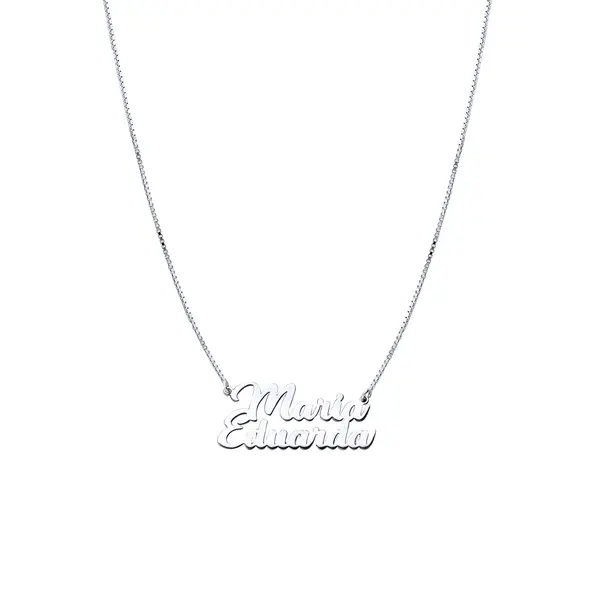 Gargantilha Prata Nome Composto Personalizado 45cm