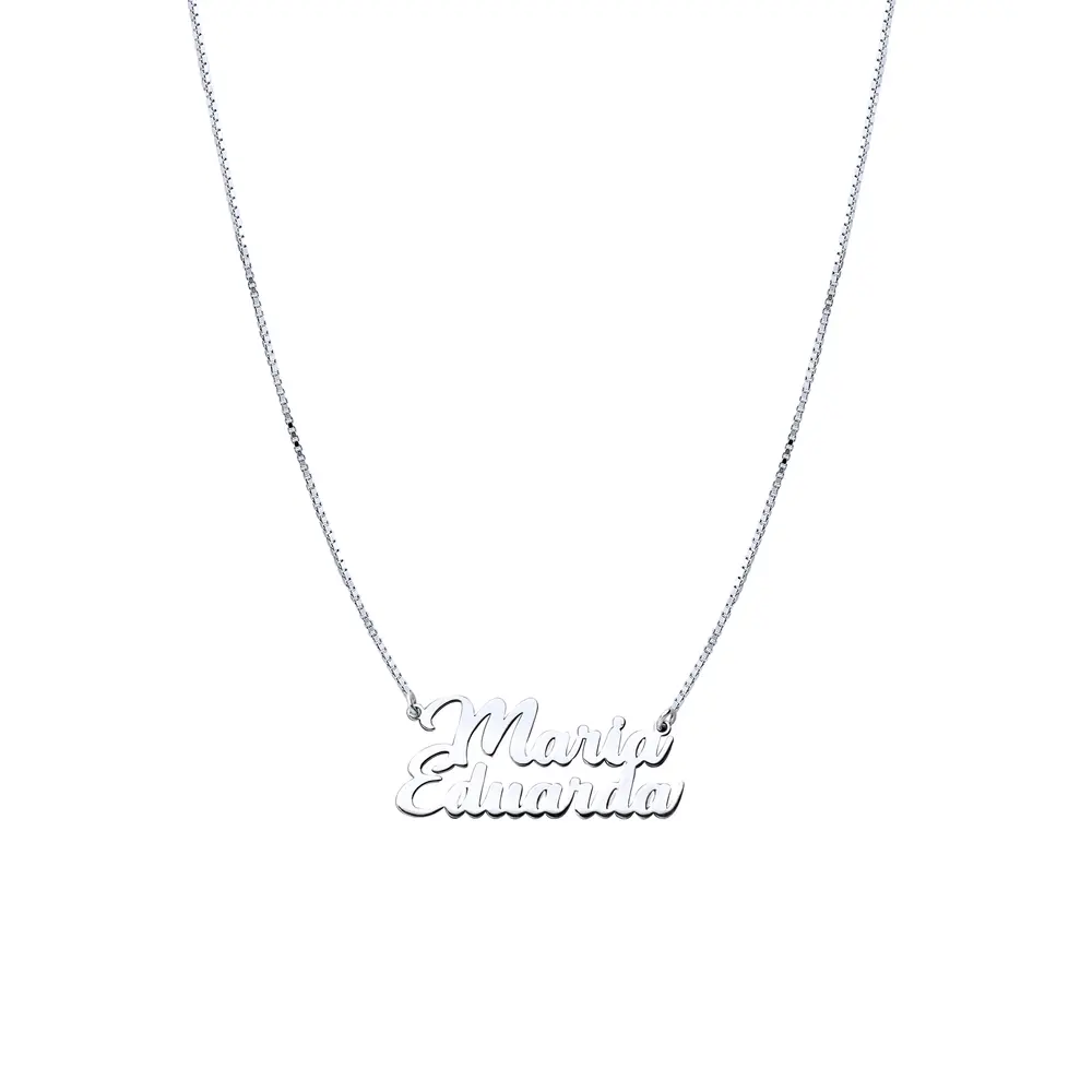 Gargantilha Prata Nome Composto Personalizado 45cm