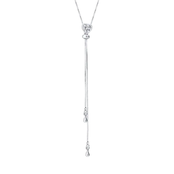 Colar Prata Leve Gravata Zircônia Coração