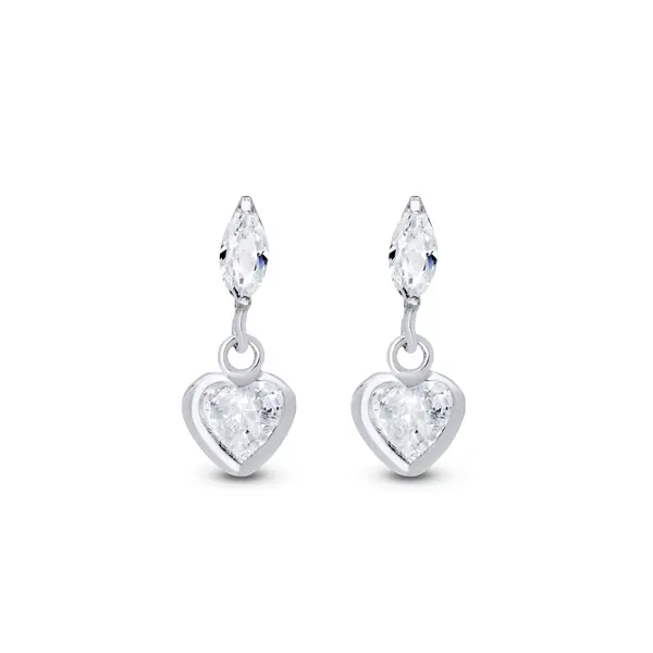 Brinco Prata Coração com Zircônia