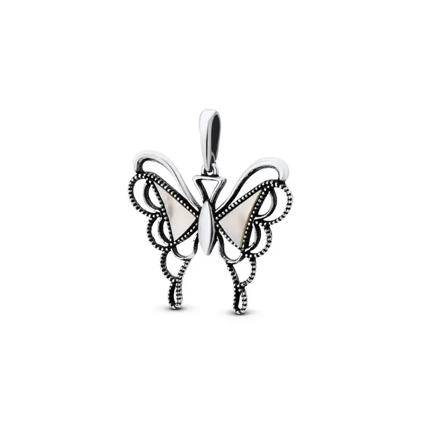 Pingente Prata Borboleta Grande Envelhecido